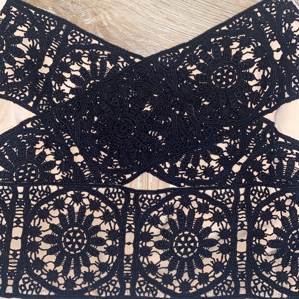 NWT Foxiedox Black Nude Lace Crochet Mini Small - Picture 3 of 7